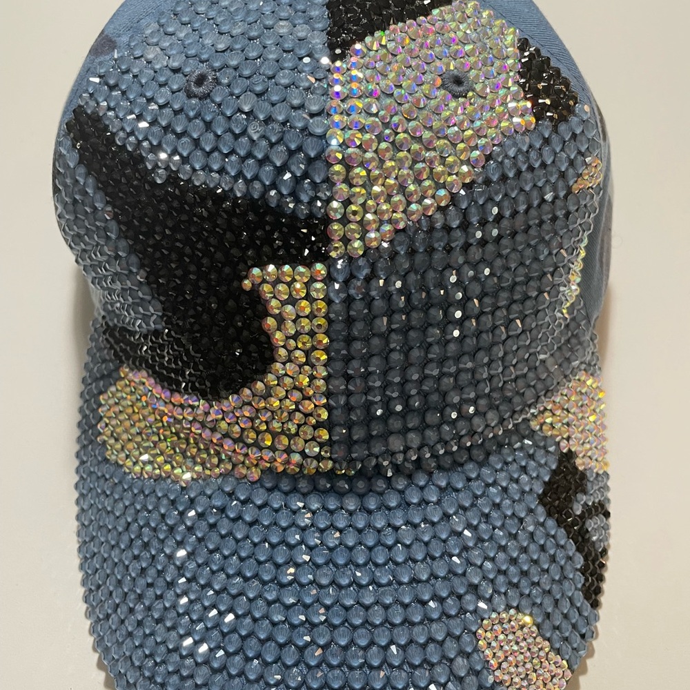 Crystal Embellished Blue Baseball Cap
